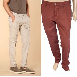 NEW Masons Men's Italian Red Brown High Rise Torino Jersey Chinos Pants Size 40